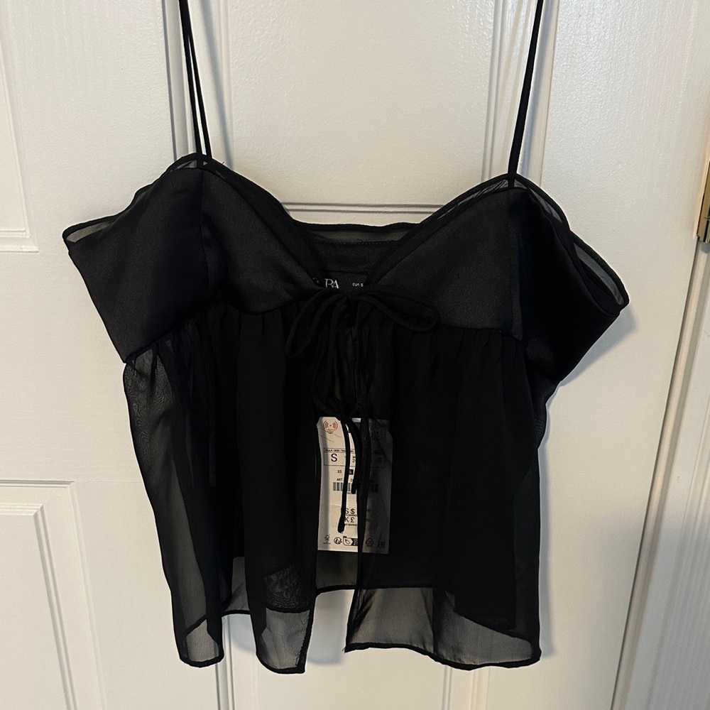 Zara Black Sheer Camisole Top